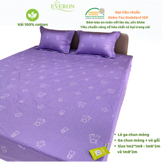 Drap ga chun mỏng vỏ gối Everon AMI màu tím  1m2*1m9 1m6*2m và 1m8*2m