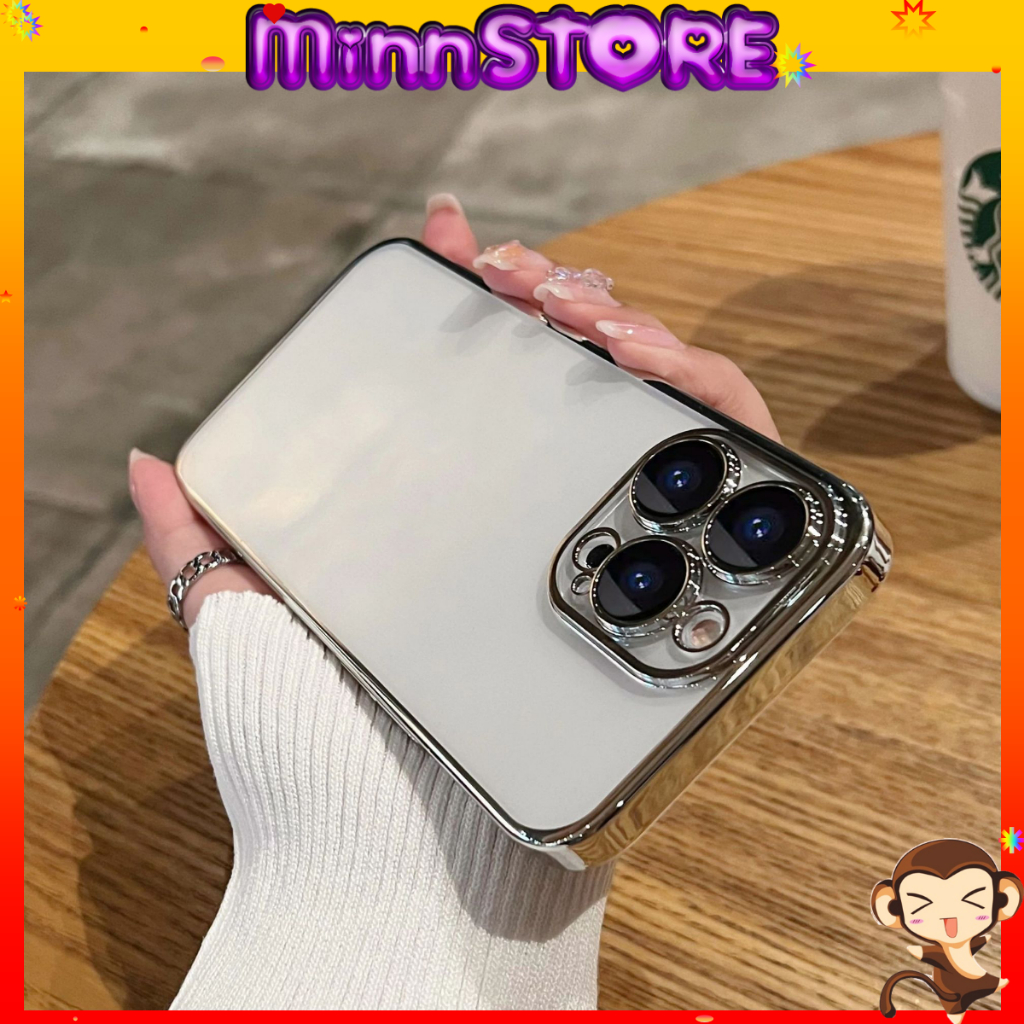 Ốp điên thoại iphone PC cứng trong suốt chống ố cho 14 13 Pro MAX 14 Plus 12 Pro MAX, ốp ip màu tím 