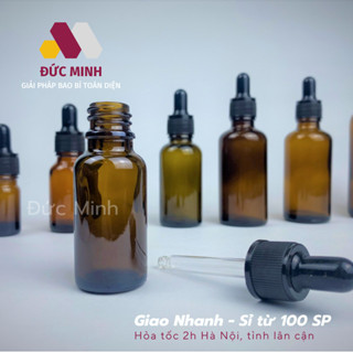 Lọ đựng serum thủy tinh nâu nắp bóp đen 5ml/10ml/15ml/20ml/30ml/50ml/100ml [Giá sỉ/lẻ]