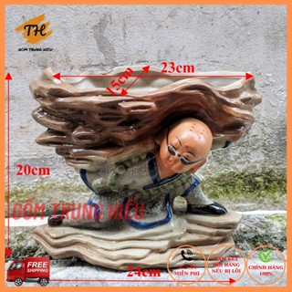  Chậu tượng chú tiểu gốm Bát Tràng 