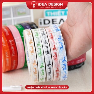 BĂNG KEO THANK YOU dán nắp ly nhựa, nắp hộp, nắp chai nhựa - Cuộn 60m - 2 Size 1.2cm và 1.5cm -Băng Keo in chữ Thank you
