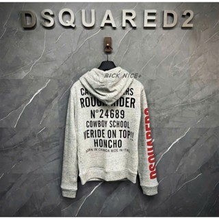 Áo Khoá Hoodie Zip DSQ2 Chất Nỷ Chân Cua Màu Xám Bạc Phối Khoá Inox Chữ In Nhiệt Cao Cấp, Áo hoodie DSQ