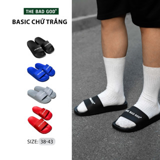 Dép Quai Ngang Nam Nữ The Bad God Basic X01 Chữ Trắng Đế PVC Local Brand Dép Slipper Unisex