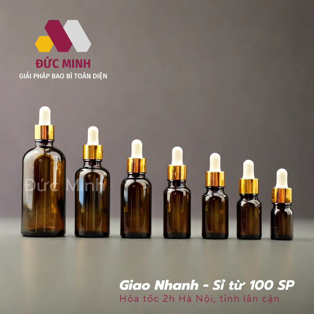 Lọ đựng serum thủy tinh nâu nắp bóp trắng 5ml/10ml/15ml/20ml/30ml/50ml/100ml [Giá sỉ/lẻ]