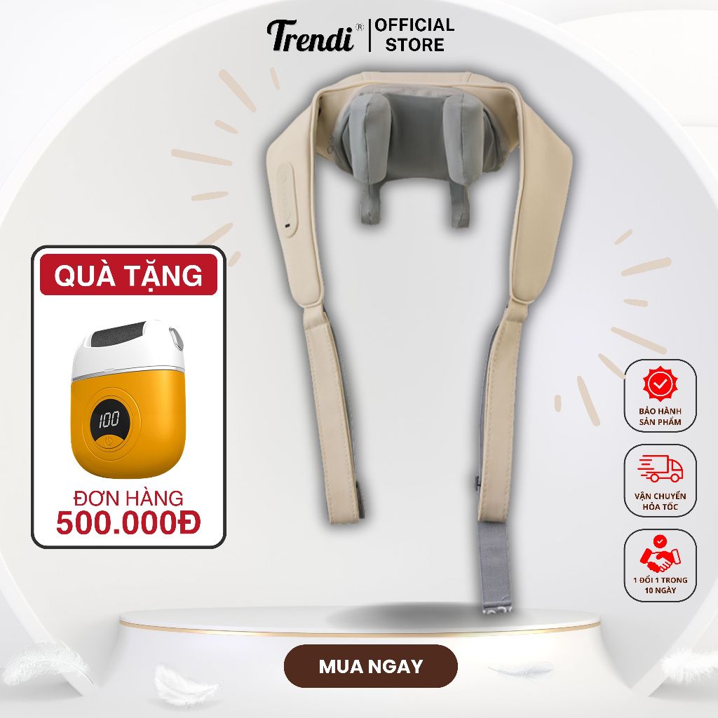 Máy Massage Cổ Vai Gáy Kết Hợp Nhiệt Độ TRENDI C61 Mô Phỏng Tay Con Người Máy Mát Xa 6 Đầu Bao Phủ Toàn Bộ Đốt Sống Cổ