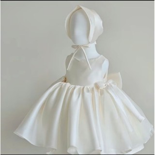   HỎA TỐC + KHÔNG KÈM MŨ  Đầm công chúa trắng nơ đính eo 2 bên xinh xắn cho bé gái 