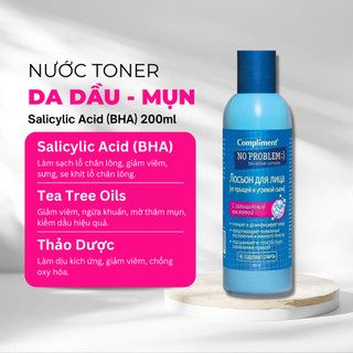 Toner Compliment No Problem Cấp Ẩm, Kiềm Dầu, Mờ Thâm 200ml