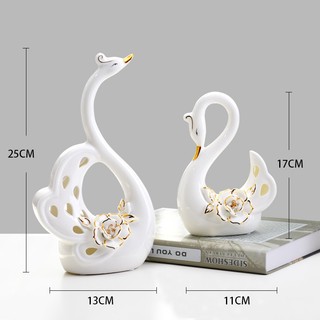 Mô hình Thiên Nga bằng gốm sứ trang trí TTN97 - Jassi Decor