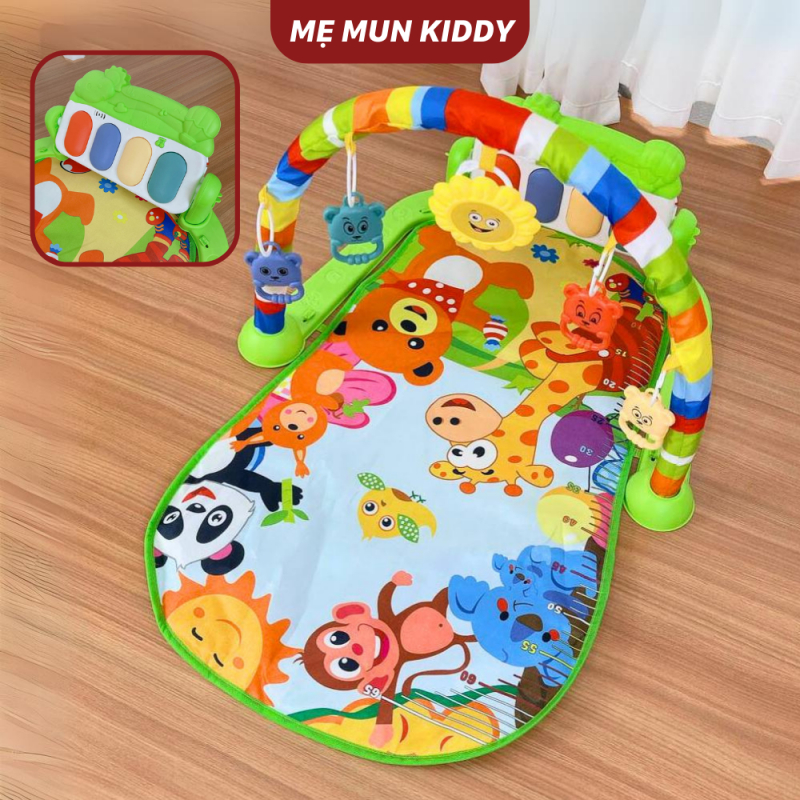 Thảm nhạc cho bé sơ sinh nằm chơi cao cấp 9BABY - Kích thích thị giác và trí não - Mẫu khỉ xanh