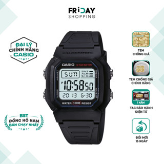 Đồng Hồ Casio Nam Điện Tử W-800H-1AVDF Mặt Vuông Dây Cao Su Chính Hãng