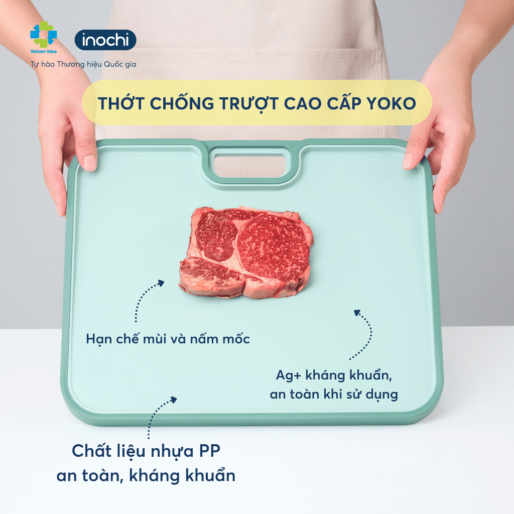 Thớt kháng khuẩn Inochi, Thớt chống trượt Inochi, Dùng để cắt gọt thái hoa quả , thức ăn - Yoko