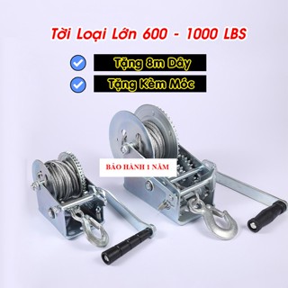  Tời Quay Tay 600 - 1000 LBS Loại Lớn Siêu Khỏe Tải Trọng Lên Tới 450kg Tặng Kèm Móc Và 8m Dây 