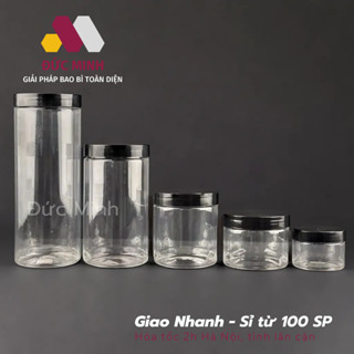 Hộp Nhựa (SET 3 SP) Hũ Nhựa Pet Nắp Nhựa đen Đựng Thực Phẩm, Đồ Khô, Ngũ Côc 50 100 200 250 500ML