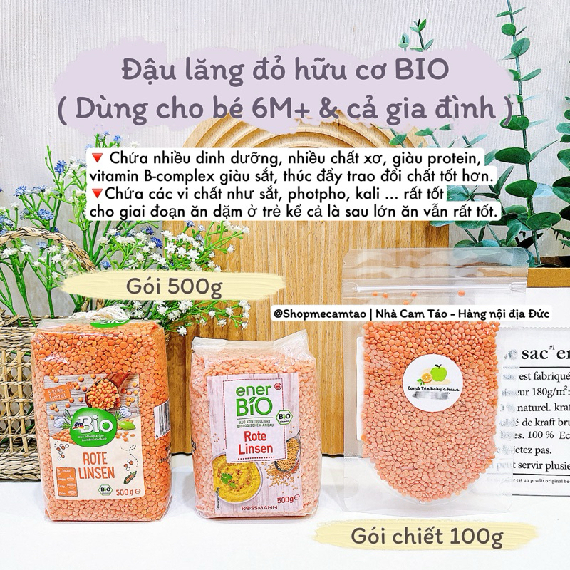 (Date: 6,10/2027) Đậu lăng đỏ hữu cơ Đức EnerBio - 500g