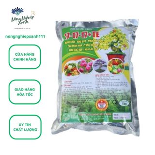 Phân bón NPK 17-17-17+TE Hải An Khang túi 1kg bung chồi tạo mầm hoa màu sắc đẹp lâu tàn tăng độ ngọt