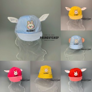  Dưới 2 tuổi  Mũ cho bé có khăn voan cản gió che bụi bé sơ sinh trai gái phungvyshop- nón BO KET nhí VON THỎ RABBITVON 