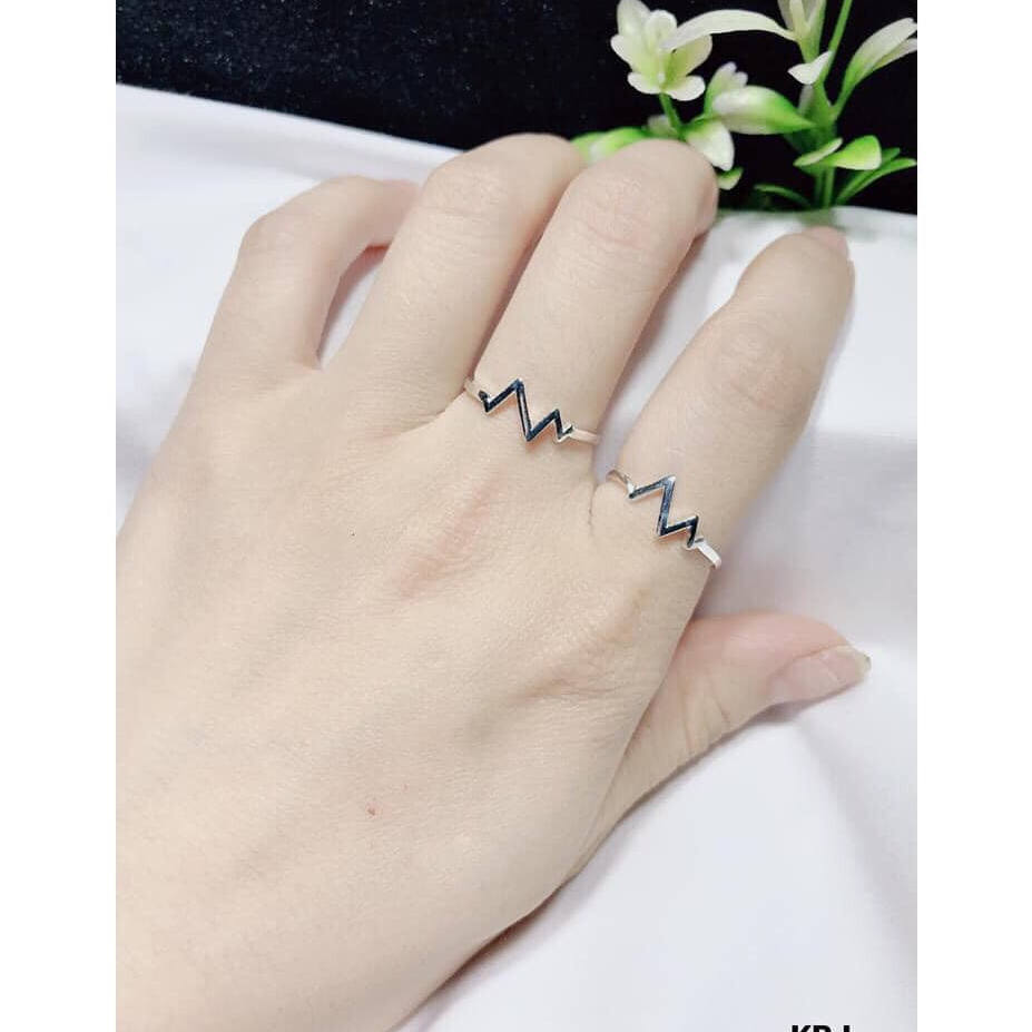 NHẪN NỮ BẠC TA NHỊP TIM DẠNG HỞ