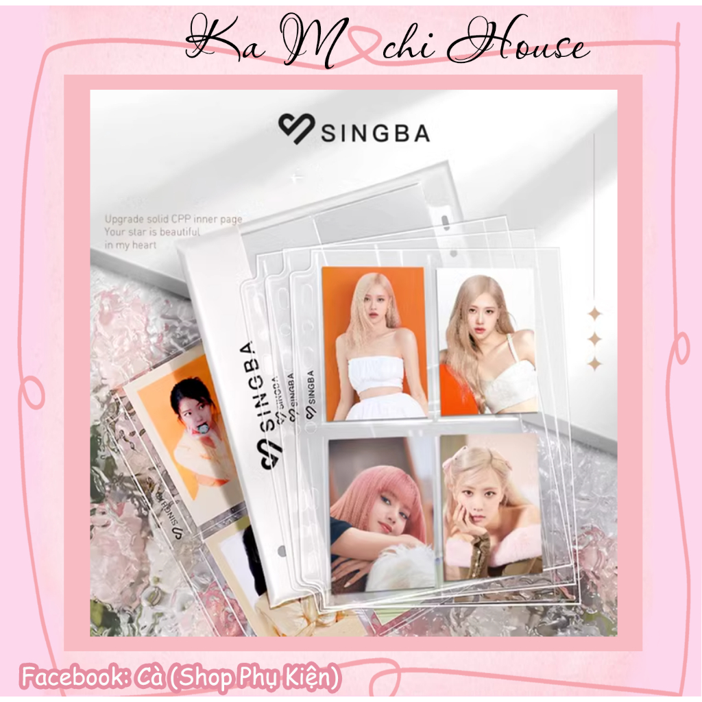 Pack 20 sheet SINGBA chất CPP trong suốt viền liền 4 ô vừa binder A5 size 6792 (kèm 2 index)