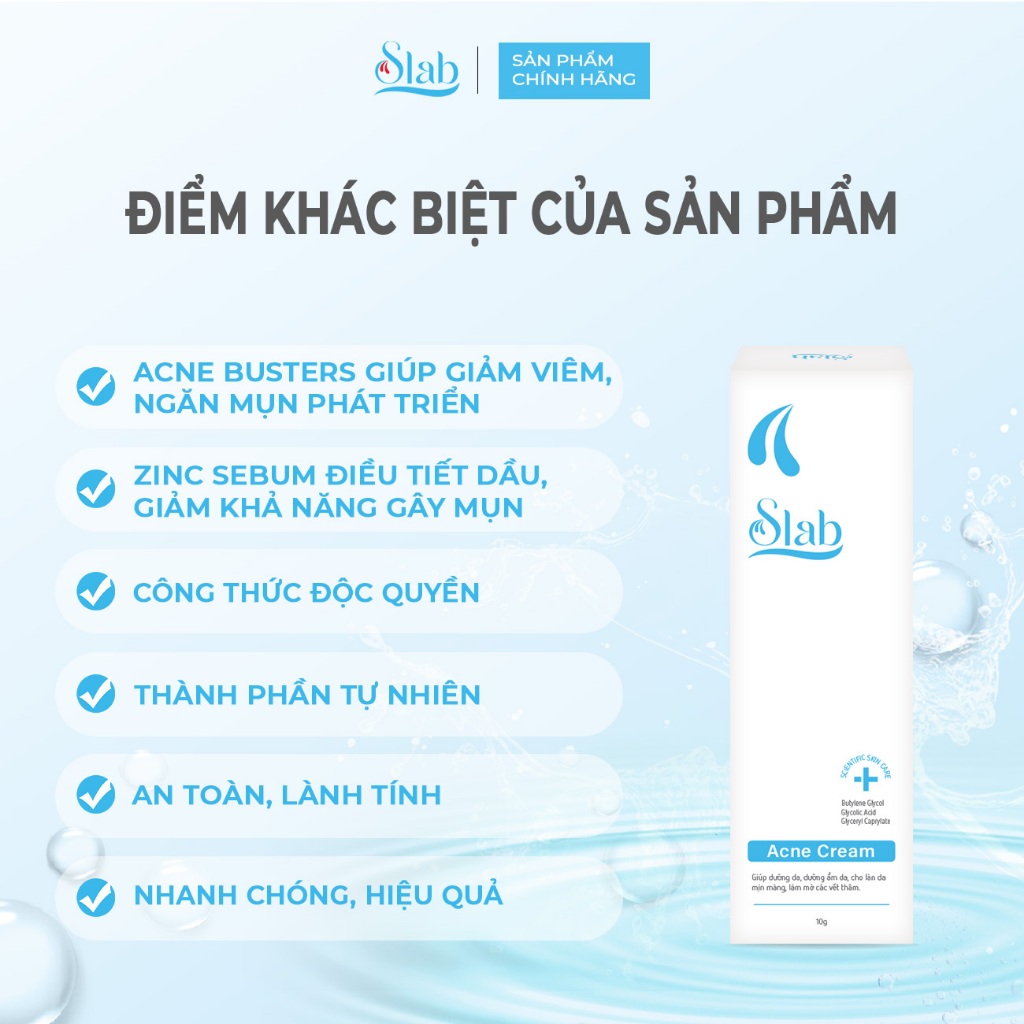 Kem chấm mụn Acne Cream Slab Giảm Sưng Viêm, Mờ Thâm Sẹo 10g - Mỹ Phẩm Dưỡng Da Salb