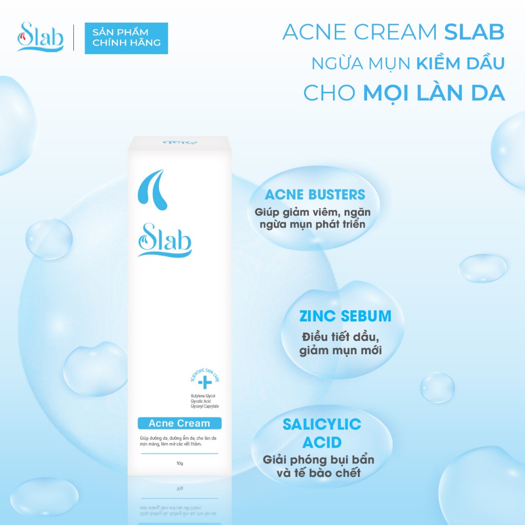 Kem chấm mụn Acne Cream Slab Giảm Sưng Viêm, Mờ Thâm Sẹo 10g - Mỹ Phẩm Dưỡng Da Salb