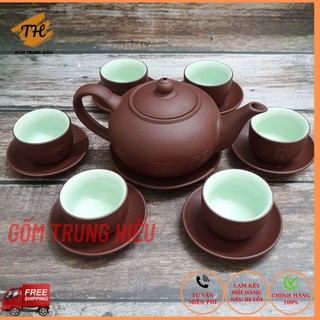 Bộ ấm chén tử sa Phúc Lộc Thọ Bát Tràng
