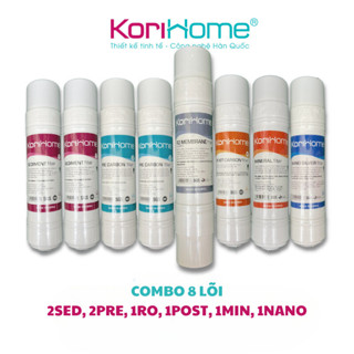 Bộ 8 Lõi Lọc Nước Korihome WPK-606-MN nhập khẩu Hàn Quốc Hệ lõi cắm nhanh chữ U Tặng kẹp giữ lõi