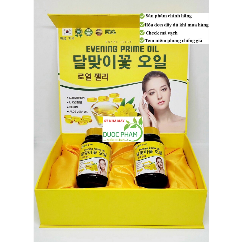 SET 2 lọ Viên uống đẹp da Tinh dầu hoa anh  thảo Evening Primrose oil hỗ trợ cân bằng nội tiết đẹp da tóc móng