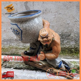 Tượng la hán bê chậu gốm Bát Tràng