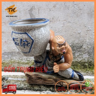 Tượng la hán bê chậu gốm Bát Tràng