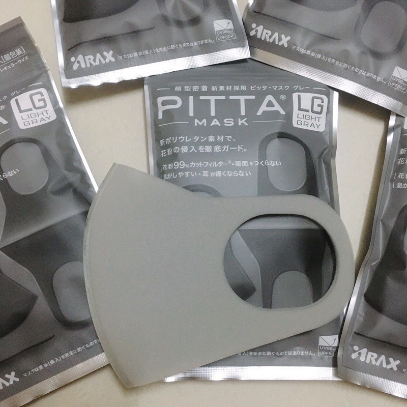 Mặt Nạ Pitta cao cấp, Khẩu trang Pitta Mask kháng khuẩn chống bụi ( 1 chiếc lẻ bao kiếng trong màu xám)