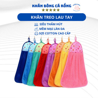 Khăn lau tay móc treo vải cotton mềm mại siêu thấm hút có móc treo cho nhà bếp, nhà tắm tiện lợi