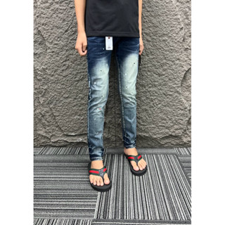 Quần jeans xanh PP trơn dập nhăn CMT (full mác lụa pơ pồ )