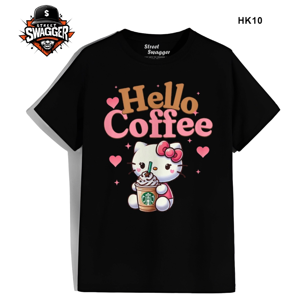 Hello Kitty, áo phông dễ thương cute Áo phông Unisex T-shirt Brand Mỹ Street Swagger HK10