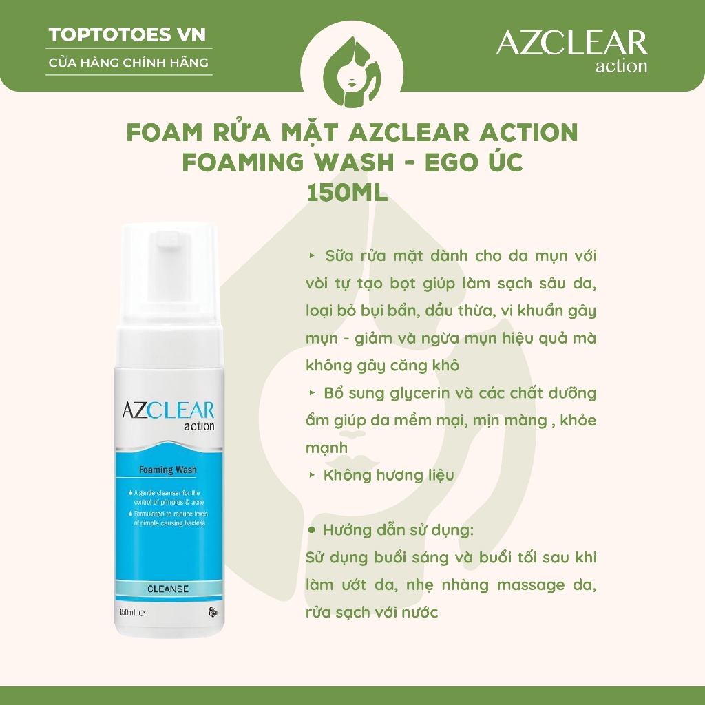 [HÀNG NHẬP KHẨU] Sữa rửa mặt Azclear Action Foaming Wash 150ml làm sạch sâu cho da mụn, nhạy cảm