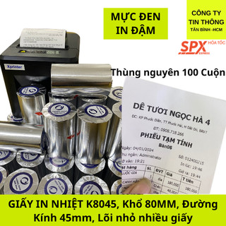 Giấy in nhiệt k80x45, giấy in hóa đơn, giấy in bill k80