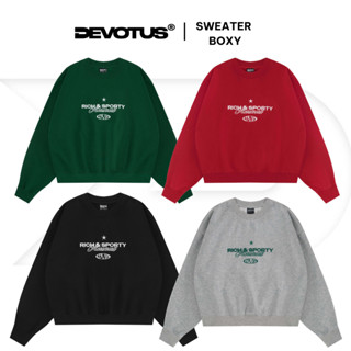 Áo Sweater form BOXY Local Brand Unisex Devotus Nỉ bông Cotton 350gsm-Sweater Rich Thêu 3D