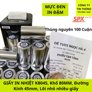 (50 Cuộn) Giấy in Hóa Đơn K80 - Ø45 Mực màu đen ( in nhiệt ) cho Máy tính tiền, Máy in Bill