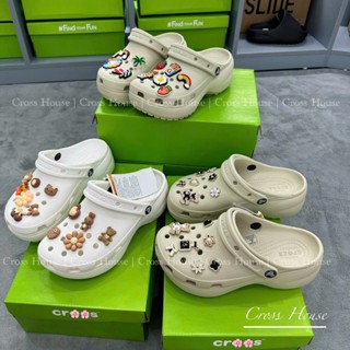 Dép Cross Đế Cao Platform Clog - Dép Crocs Nữ Siêu Êm Hot Trend 2024 Tặng Bộ Charm 3D