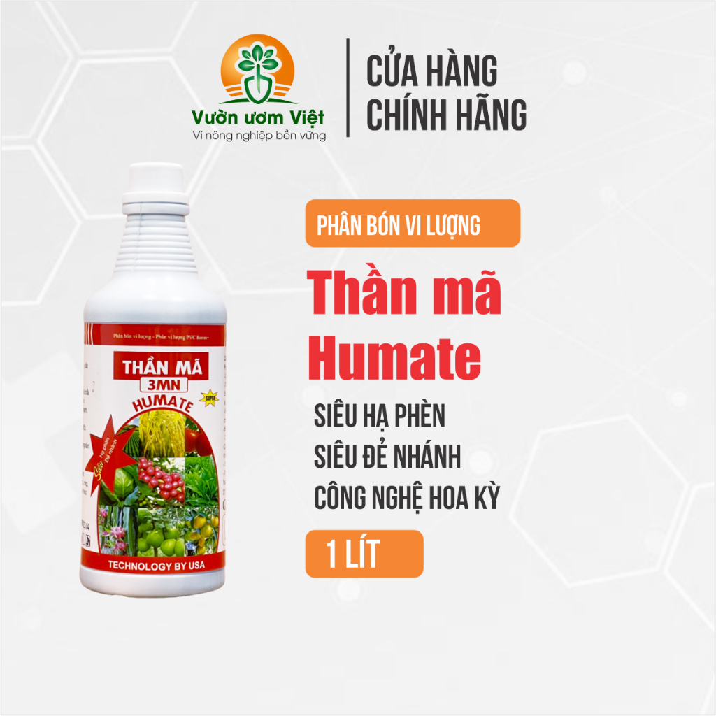 Phân bón Thần Mã Humate - hữu cơ nguyên chất, bộ rễ khỏe mạnh, cây cứng cáp, lá xanh mướt - 1 Lít