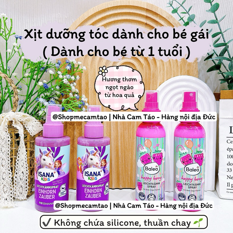 Xịt dưỡng tóc cho bé gái Isana - Balea Đức ( 150ml )