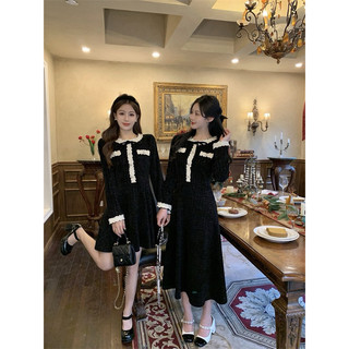 Váy Dạ Đen 2 Kiểu Ngắn Dài Xinh Phối Bèo Trắng Cho Nữ