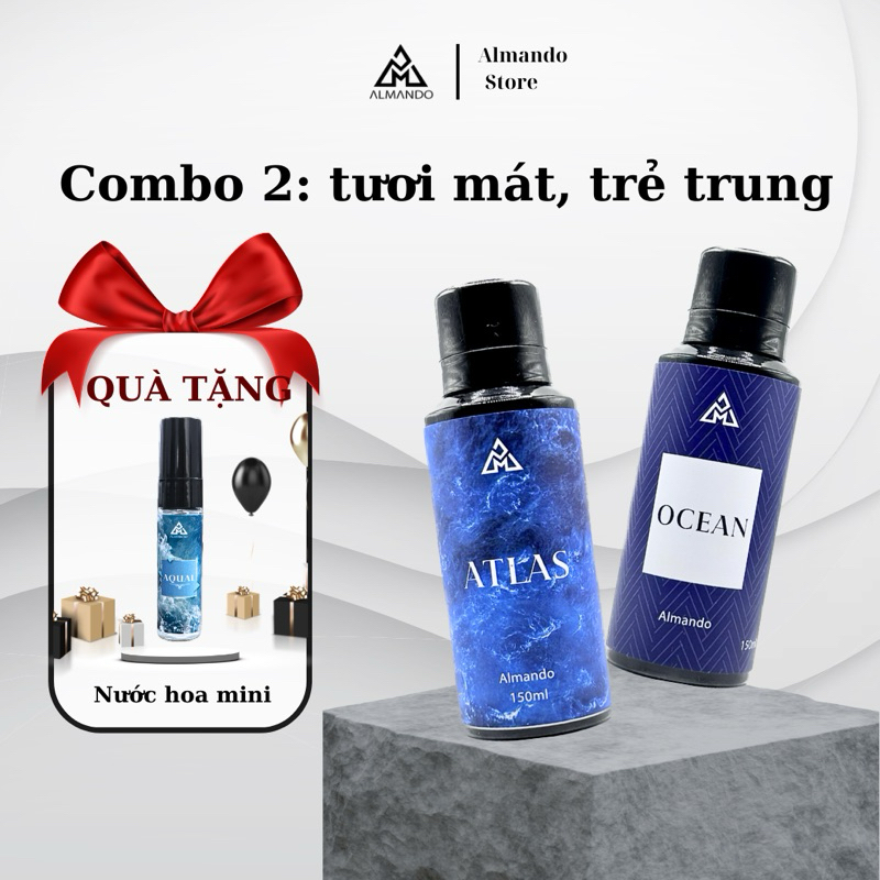 [ MUA 2 TẶNG 1 ] Body Mist Nam Almando , Combo 2 lọ Xịt Thơm Khử Mùi Toàn Thân Nước Hoa Chính Hãng 150ml ( chai )