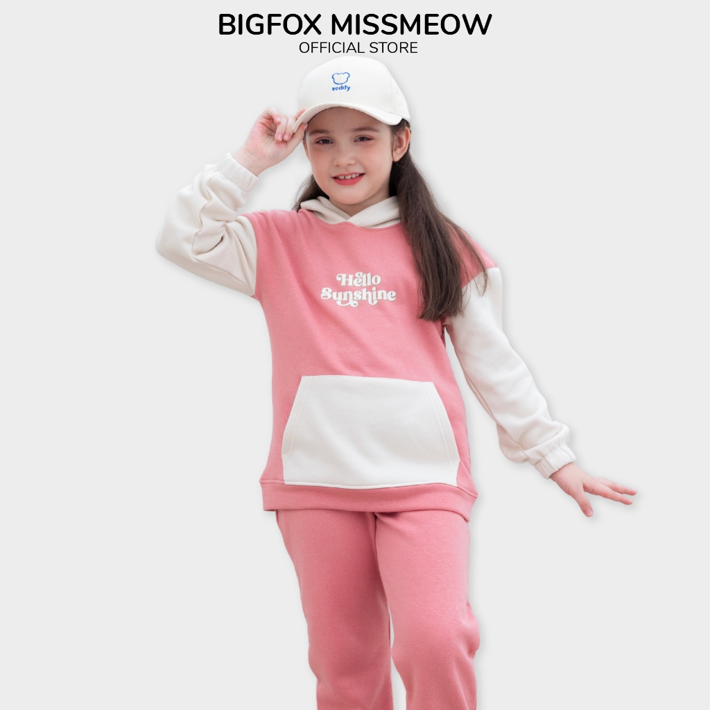  Bộ thu đông bé gái size đại BIGFOX MISS MEOW quần áo nỉ bông kiểu Hàn cỡ trẻ em 3 - 11 tuổi 25 40kg 