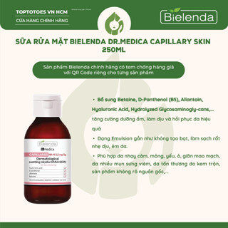 Sữa rửa mặt Bielenda Dr Medica Capillaries Soothing Micellar Emulsion giảm mẩn đỏ, dị ứng, kích ứng, giãn mao mạch