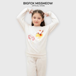  Bộ quần áo thu đông cho bé gái BIGFOX MISS MEOW dài tay size đại vải nỉ cá cỡ trẻ em 3-11 tuổi 40kg 