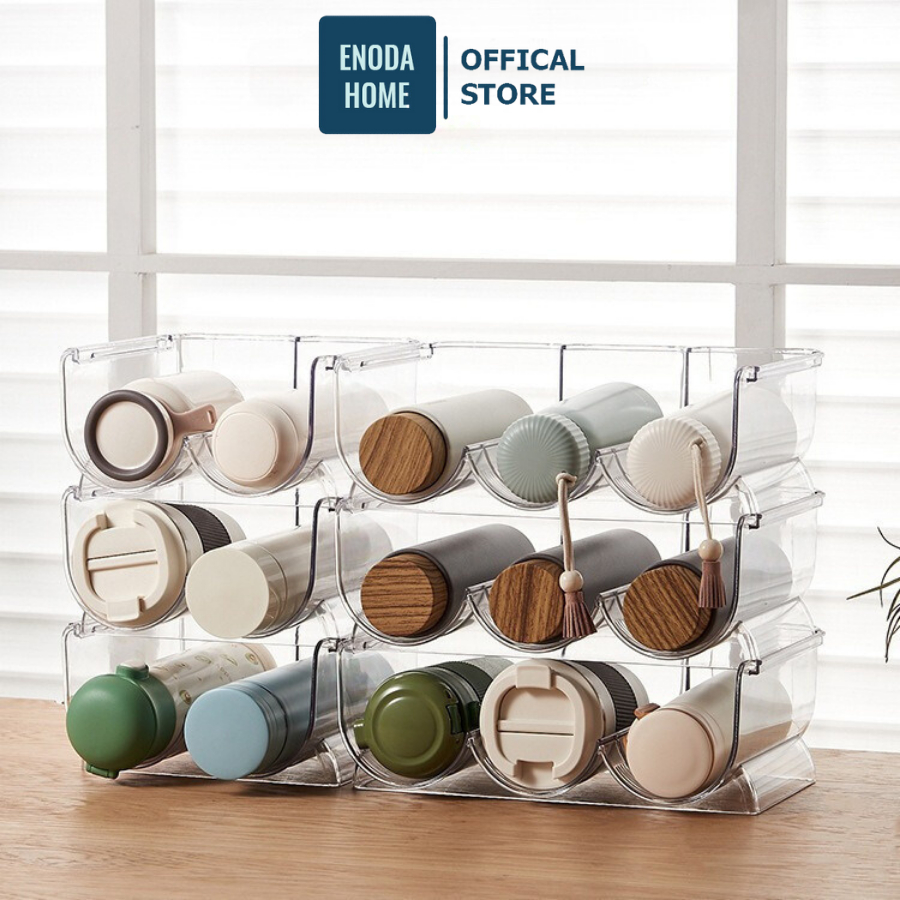  Khay Đựng Bình Nước Trong Suốt ENODA HOME Khay Nhựa Tiện Lợi Trưng Bày Cốc Bình Giữ Nhiệt KhayN002 