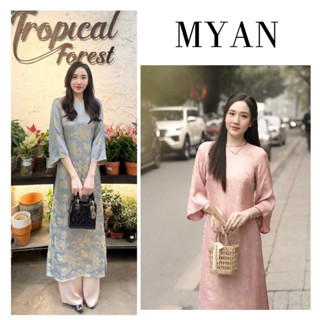 [Hoả tốc HCM-HN] Áo dài cách tân dáng suông gấm lụa HOA VIÊN cao cấp, mềm mại sang trọng, hot nhất Tết 2025