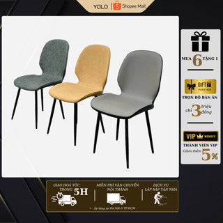 Ghế ăn bọc da PU YOLO Nodric, chân sắt nhập khẩu cao cấp hiện đại | căn hộ chung cư gia đình