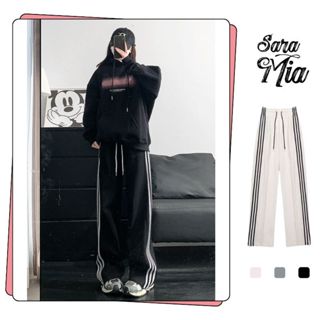 [XẢ KHO] Quần ống rộng vải nỉ lì nữ quần ba sọc thể thao dáng xuông mặc mùa thu đông SARAMIA D21