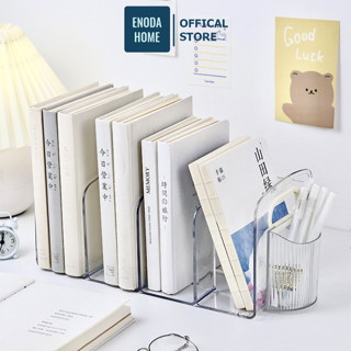 Giá Đựng Sách Để Bàn Trong Suốt ENODA HOME, Kệ Nhựa Chia Ngăn Đựng Đồ Đa Năng Q074